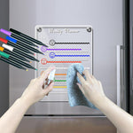Acrylic Weekly Planner with 6 Color Pens, Magnetic Refrigerator Whiteboard, Meal Planner for Kitchen Fridge, Clear Weekly Calendar Planning Noteboard Dry Erase Board, 11.69x8.27inch