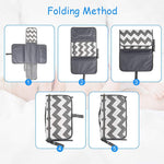 HASTHIP® Grey Waterproof & Foldable Baby Massage Pad with Head Cushion & Organizer Pockets or Diaper Changing Station Baby Mat for Home & Outside Travel