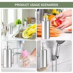 HASTHIP Soap Dispenser Bottle for Kitchen and Bathroom featuring Manual Pump and 550ml Stainless Steel Refillable Design