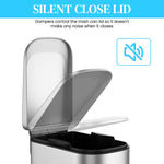 HASTHIP Slim Bathroom Trash Can for Small Spaces with Soft Close Pedal Lid 6 L Stainless Steel Bin