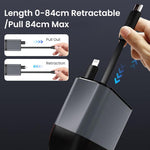 HASTHIP® Retractable Car Charger, 4 in 1 Fast Car Phone Charger 66W, 2 Retractable Cables and USB Car Charger,