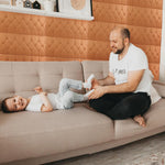 HASTHIP Bed Headboard Foam Panels 4 pcs with 8mm Adhesive Backing in Brown Leather Style | Easy to Install Wall Pads for Bedroom and Living Room Decor