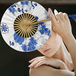 HASTHIP Round Handheld Fan for Wedding and Home Décor with Bamboo Frame and Fabric Art | Ideal Gift for Women