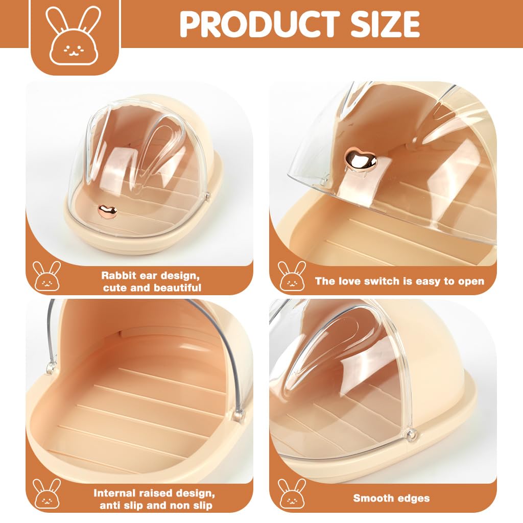 HASTHIP Makeup Sponges Holder for Travel and Vanity with Clear Sliding Dustproof Hood 11x15x10 cm | Ventilated Transparent Storage Box for Women