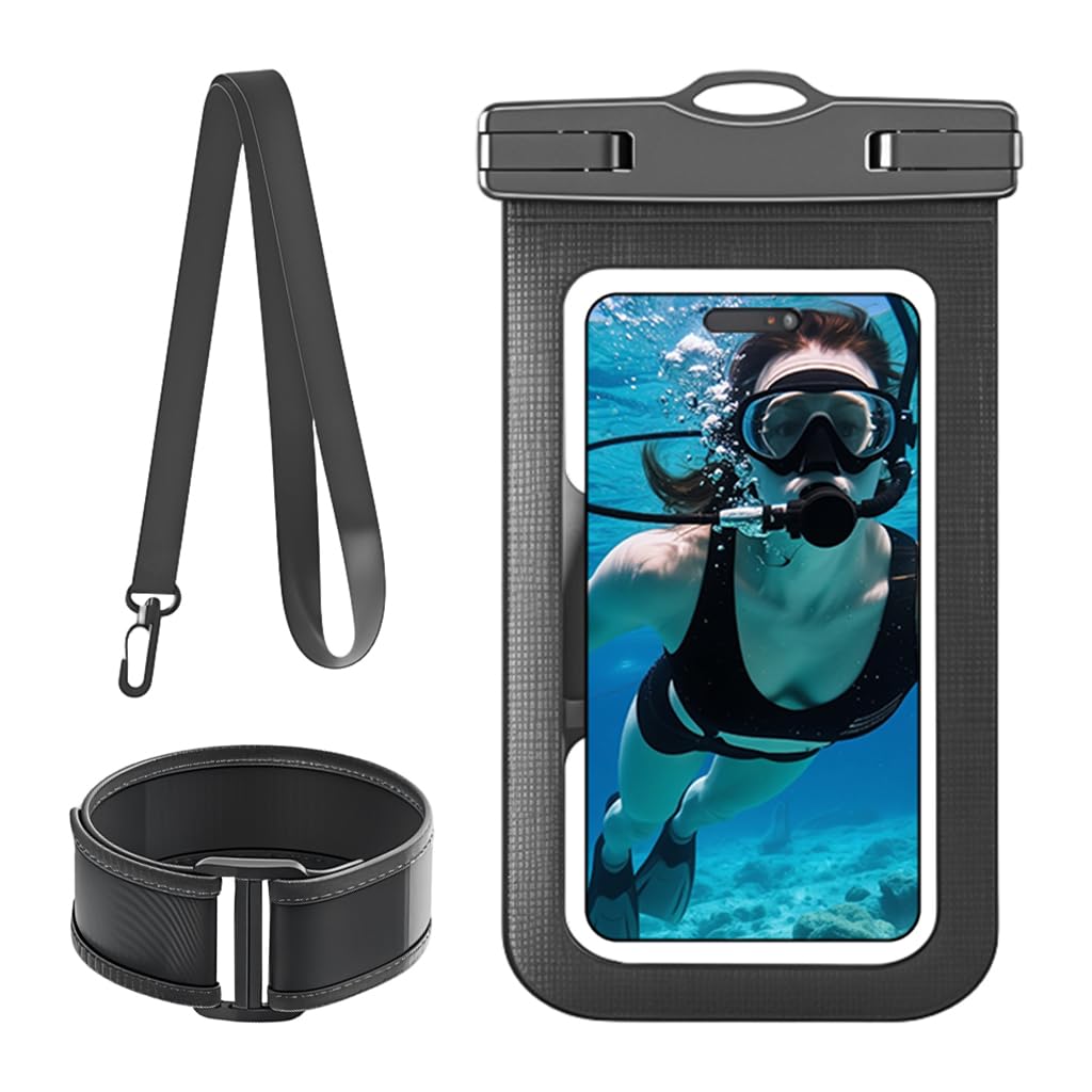 HASTHIP® ZORBES 4-7'' Phone Armband for Diving Waterproof Touchscreen Clear Phone Pouch with Armband & Shoulder Strap, Airtight Rainproof Sport Phone Storage Bag for Diving, Running, Beach, Travel