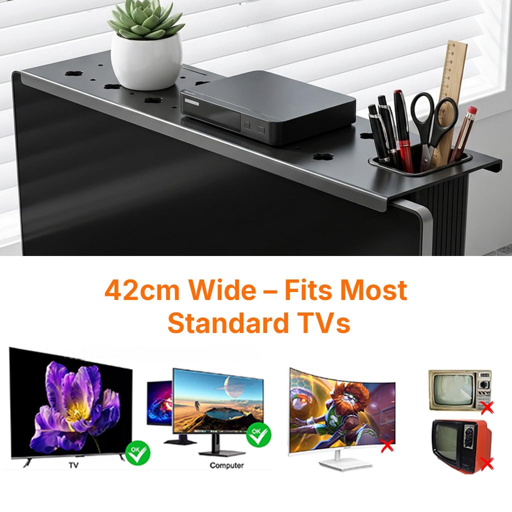 HASTHIP 42cm Over TV Storage Shelf Organizer with Carbon Steel TV Top Rack