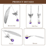 HASTHIP Metal Feather Bookmark for Reading and Gifting featuring 3D Butterfly & Glass Bead | 3 PCS Copper Silver Set