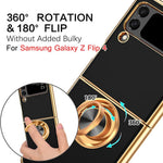 HASTHIP® TPU Phone Case with Metal Frame and Phone Grip for Samsung Galaxy Z Flip 4 - Anti-Scratch, Dustproof, Lightweight, Foldable Protector with Stand, Durable and Stylish Cover