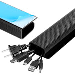 HASTHIP® Cable Management Under Desk 31.5" J Channel Cable Raceway, 2 Pack Cord Hider Desk Cable Tray, No Drilling Under Desk Cable Management Tray