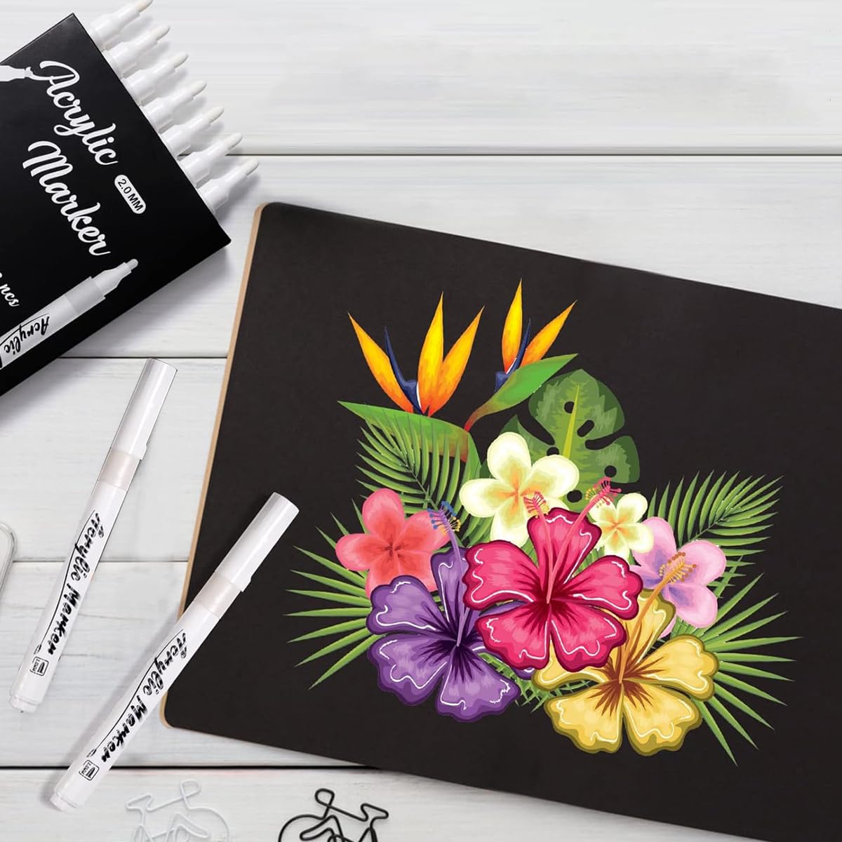 8 Pack White Paint Pen White Acrylic Permanent Marker White Mark Pens, 2mm Waterproof Smudge Resistant Quick Dry Mark Pens, for Plastic Leather Glass Stone Metal Canvas Ceramic Marker