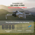 HASTHIP® 8Pcs DJI Mini 4 Propeller Blades Replacement for DJI Mini 4 Pro, Ultral Lightweight Silent Flight Propeller Set with Screwdriver Screws Pack, No Mini 4 Pro Drone