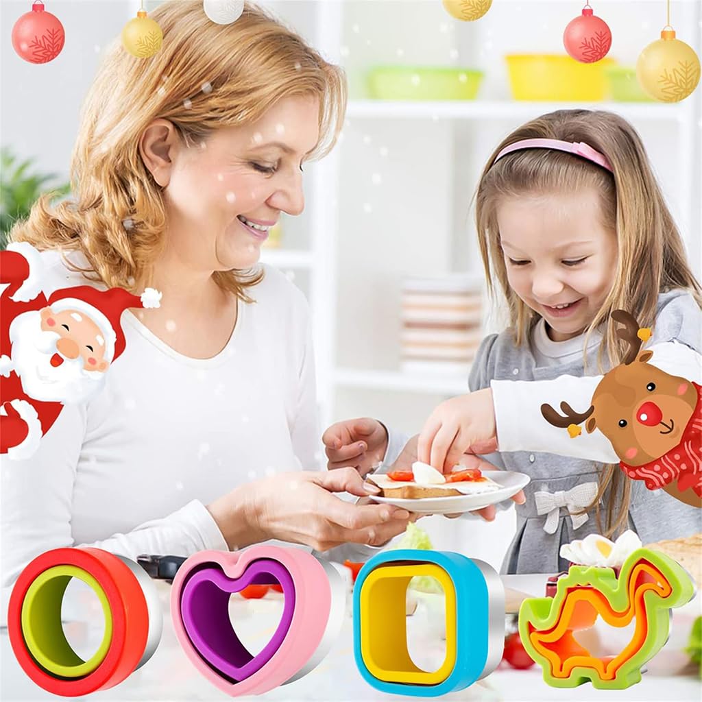 HASTHIP Kid Sandwich Cutter and Sealer Set with 66PCS Molds and Fruit Forks for Fun Lunches
