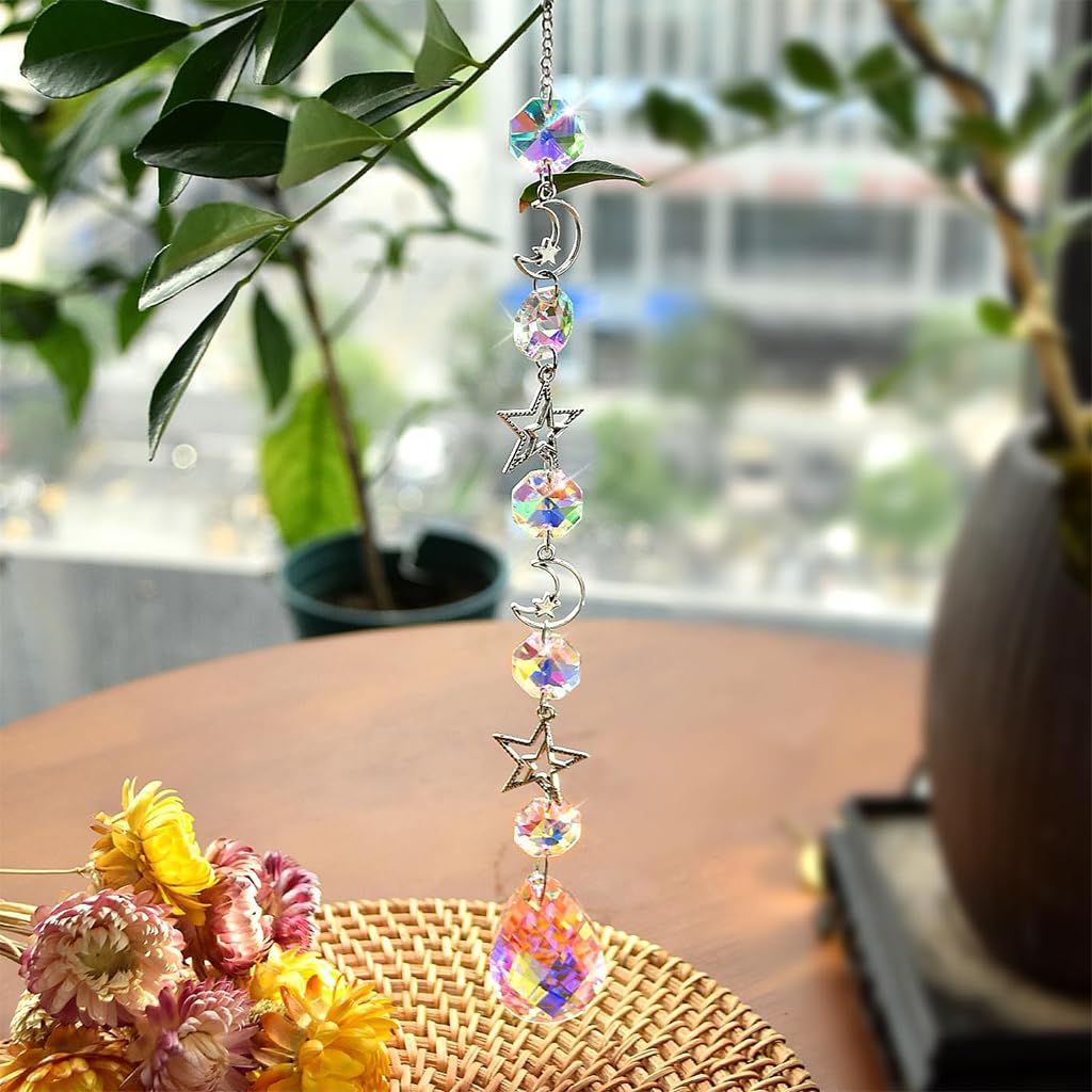 HASTHIP Sparkling Opal Moon Charm for Home Decor featuring 16.5 in Crescent Design | Auspicious Gift