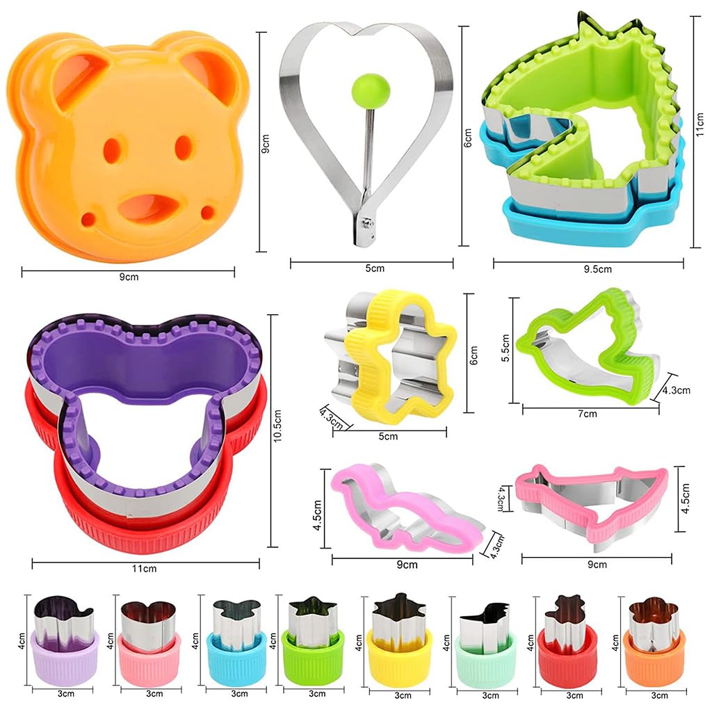 HASTHIP Cookie Cutter Shapes Set for DIY Baking with One Push Demold & 64PCS Stainless Steel Tools | Kid-Friendly Fruit Forks