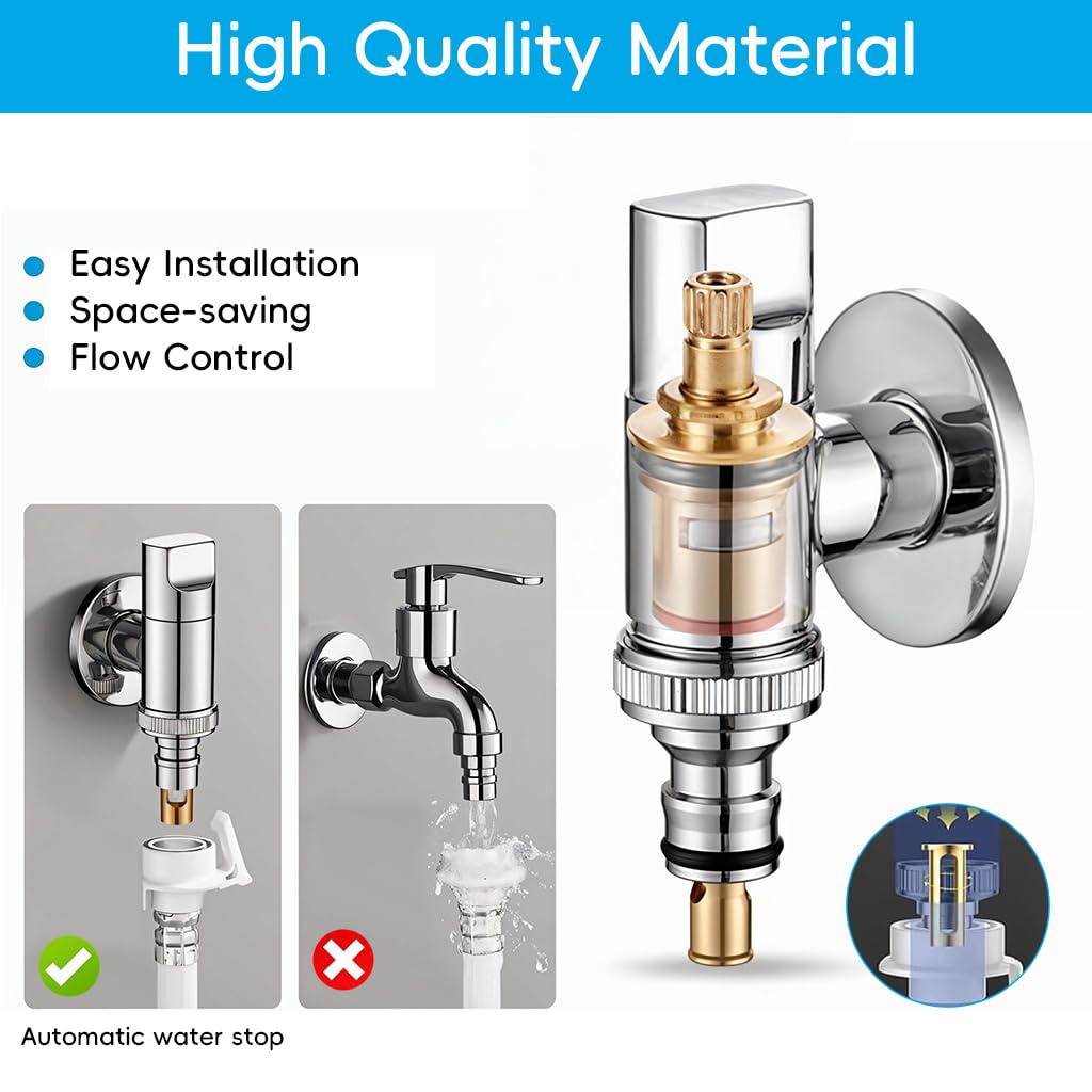 HASTHIP Laundry Faucet for Washing Machine and Dishwasher with 1/2 inch Fitting | Brass Chrome Finish Featuring Automatic Shut Off
