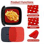 HASTHIP Air Fryer Liners for Easy Cleanup featuring 8.5 in Reusable Food‑Grade Silicone Pads | 2Pcs Red and Black Set