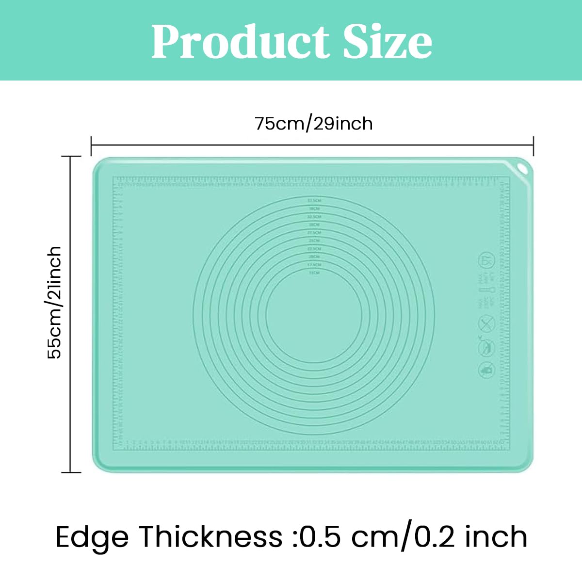 HASTHIP Silicone Baking Mat 29x21 in for Pastry and Bread with Edge Heightening | Non-stick Food Grade Surface