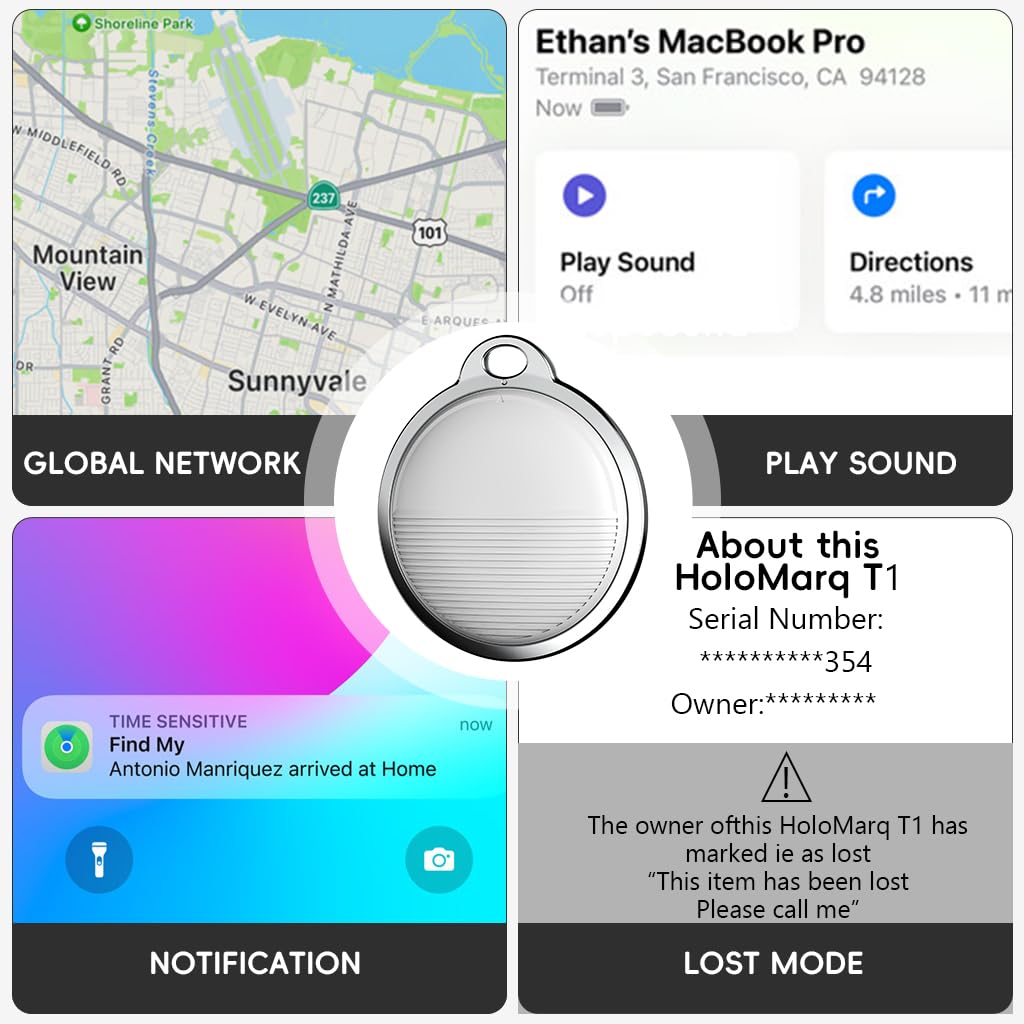 Loshall Tag Air Item Finder| BT Tracker| Global Tracking with Find My App on iPhones only| Find Keys, Wallets, Luggage, Pets, Gadgets etc.|
