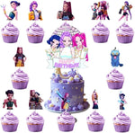 HASTHIP® Huntrix 13 Piece Reliable Paper Material Accessories for Themed Events with Vibrant Purple K Pop Anime Character Illustrations for Birthday Cake Decoration Display