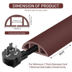 HASTHIP® 6.6ft Floor Cord Cover PVC Rubber 1.18 Inches Width Cable Protector Self Adhesive Removable Cord Protector Sleeve Cuttable Cord Protector Sleeve