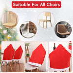 HASTHIP Christmas Chair Covers for Dining Room featuring 4PCS Santa Hat Design | Red Fabric Decor