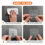 HASTHIP Wall Hooks for Bathroom and Kitchen Organization with Strong Acrylic Glue 10Pcs Transparent | Waterproof and Self Adhesive Design