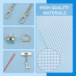 HASTHIP DIY Knitting Crochet Bags Kit for Handmade Crafting with 3 Plastic Canvas Sheets 20 x 13 x 6cm White | Includes Needles Strap Chains and Deer Button