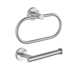 HASTHIP® 2PCS Bathroom Accessories Set, Wall Mounted Toilet Paper Holder&Towel Ring, Stainless Steel Perforated Roll Holder and Hand Towel Holder for Kitchen, Wash Basin, Home
