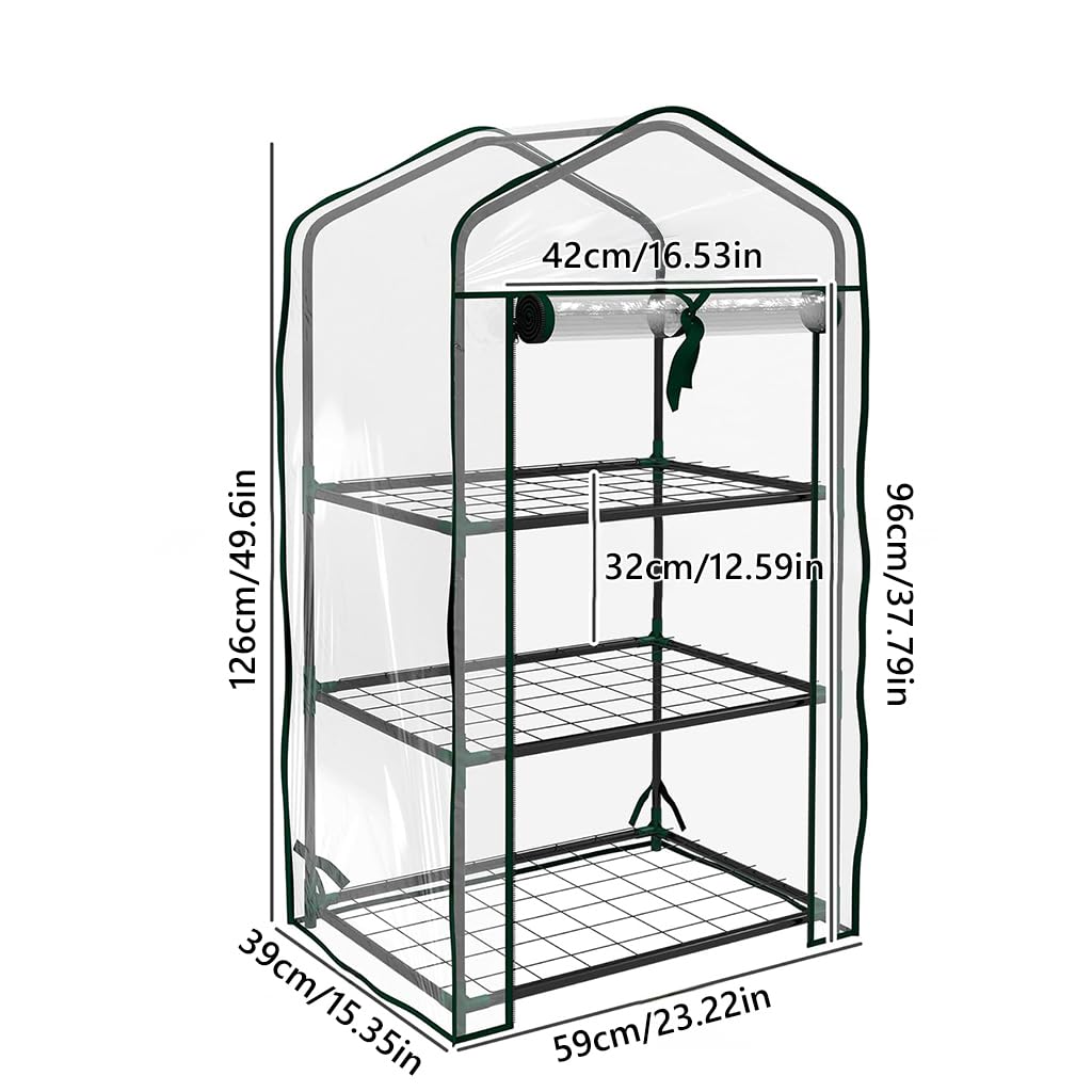 HASTHIP Mini Greenhouse for Indoor and Outdoor Gardening with Triple-Layer Shelf 59x39x126cm