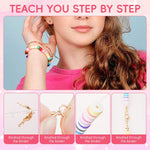 HASTHIP® Dowsabel Clay Beads Bracelet Making Kit for Beginner, Preppy Polymer Clay Beads with Charms Kit