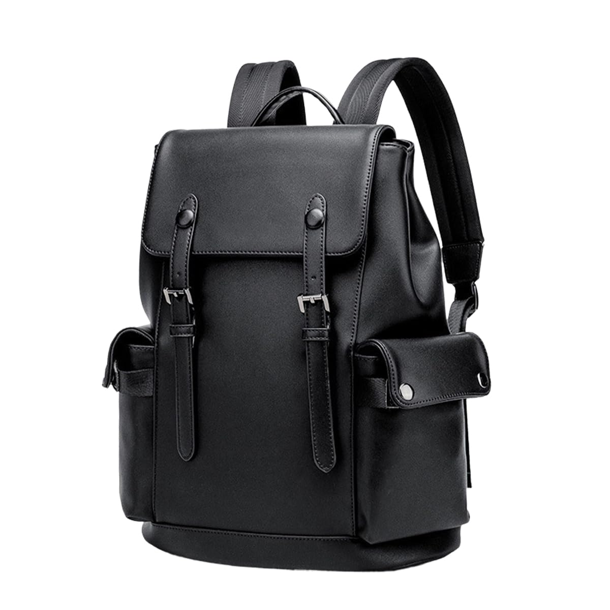 HASTHIP® Leather Backpack for Men Black Laptop Computer Backpack Large Capacity Business Ladies Retro Leisure Travel Backpack