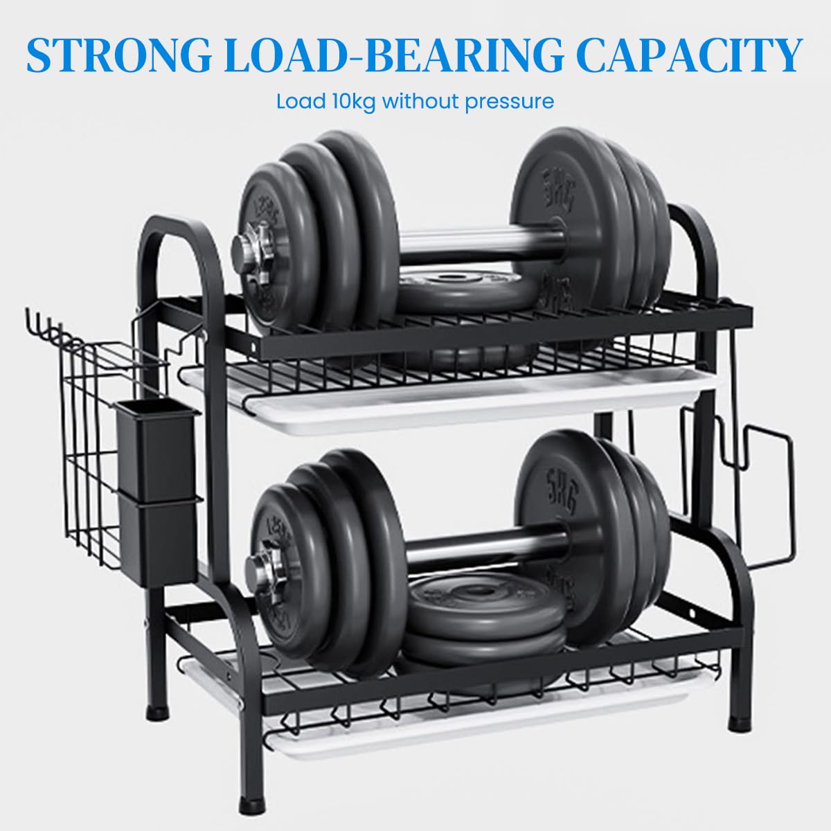 HASTHIP Dish Drying Rack for Kitchen with Double Layer Design and Removable Tray 43x23.5x39cm