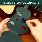 HASTHIP Guitar Pick Holder Case for 18 Picks featuring Bi Fold Design with Snap Closure and Green PU