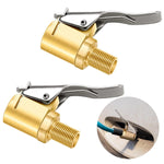 HASTHIP® 2Pcs Brass Tire Valve Adapter with Secure Lock High-Quality 250 PSI Rated Air Pump Nozzle for Car & Cycle Accessories Motorcycles & Bicycles Most Fit for Tire Pressure Gauges & Air
