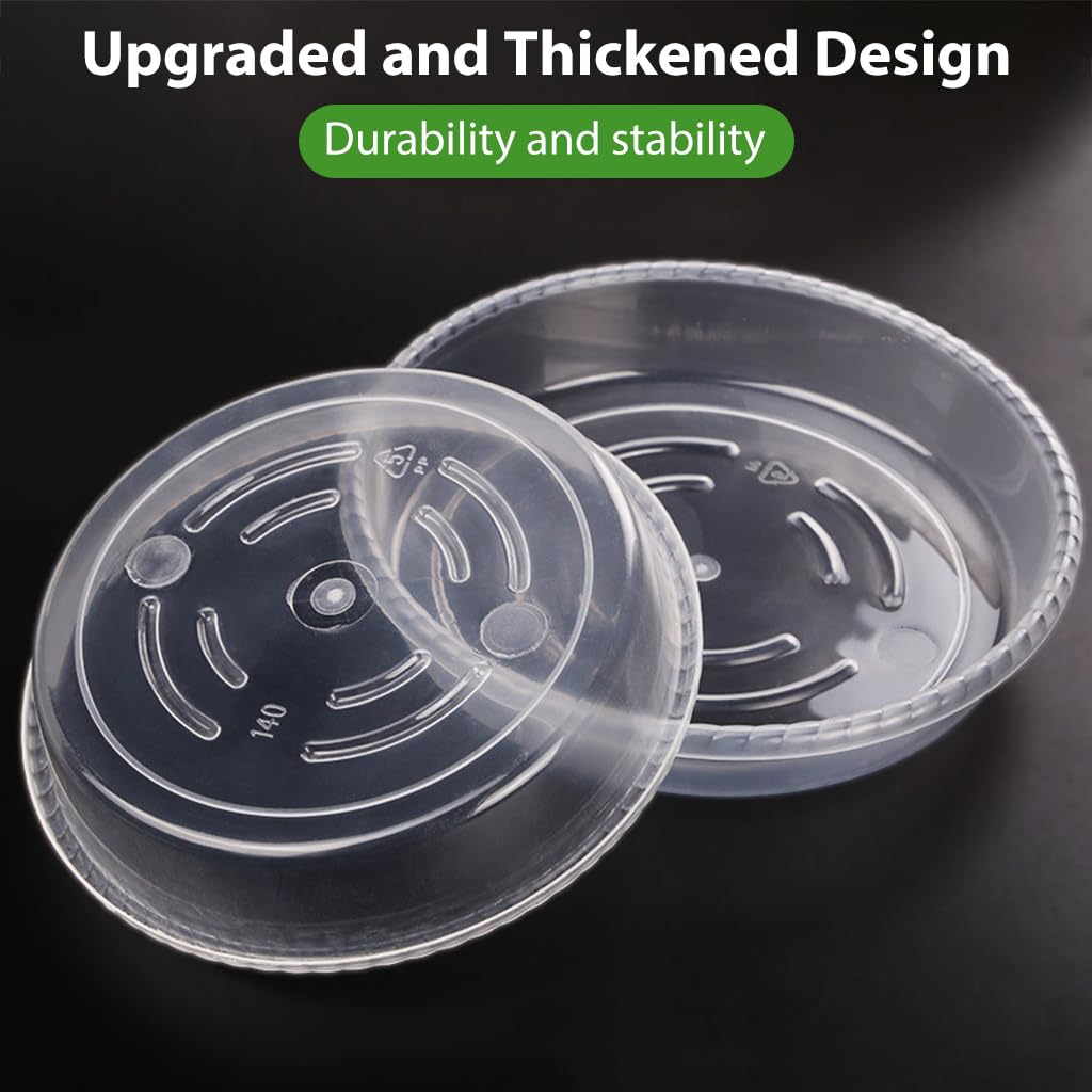 HASTHIP Plant Pot Saucers for Indoor and Outdoor Use with Drainage Grooves 12pcs 9.8 in | Clear Plastic Trays to Prevent Water Spillage