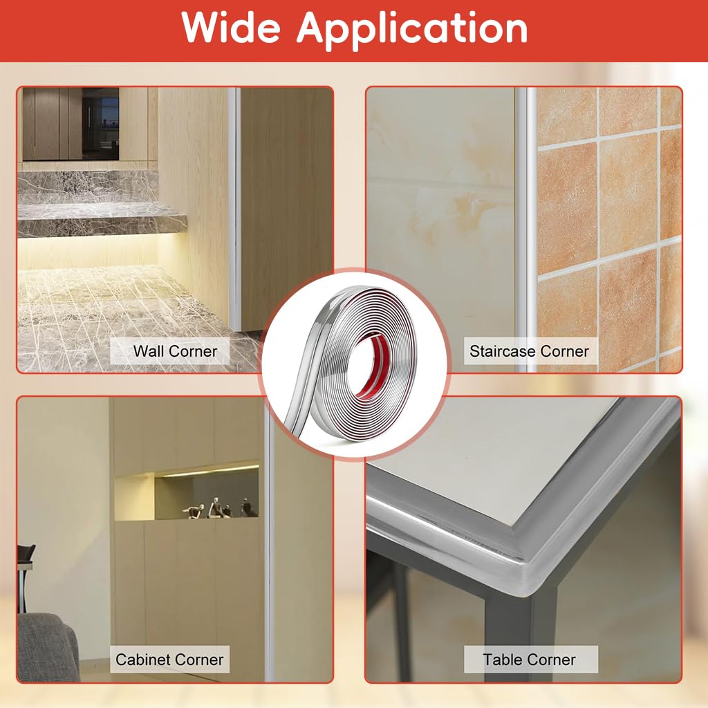 HASTHIP Wall Molding Trim for Corner Protection featuring Self Adhesive L Corner Design 9.84ft PVC Silver