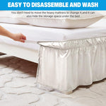 HASTHIP Pleated Bed Skirt for Double Bed 15 inch Drop with Ruffled Edges | White Polyester Cotton Blend 75x54 in