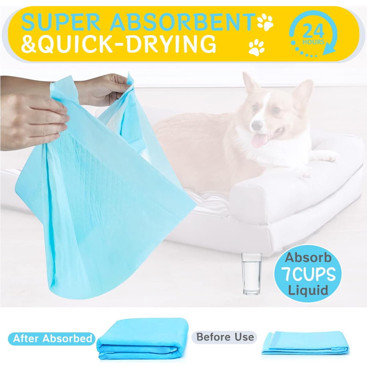 HASTHIP® Dog Pee Pads, Puppy Pee Pads for Dogs, Leak-ProofFast AbsorptionHeavy Duty, Dog Pee Mats Ideal for Potty Training, Prevents Odor & Bacterial Growth - 20 Pack, 23.6 x 35.4 inches
