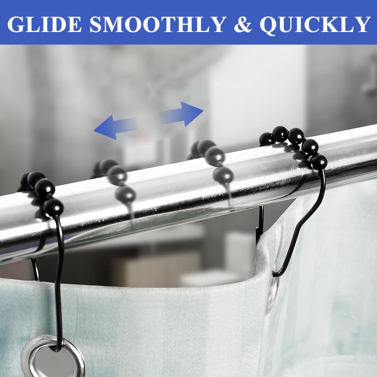 HASTHIP Stainless Steel Curtain Hooks for Shower Curtains featuring Snap-On Design | Set of 12 Golden 6 x 4cm