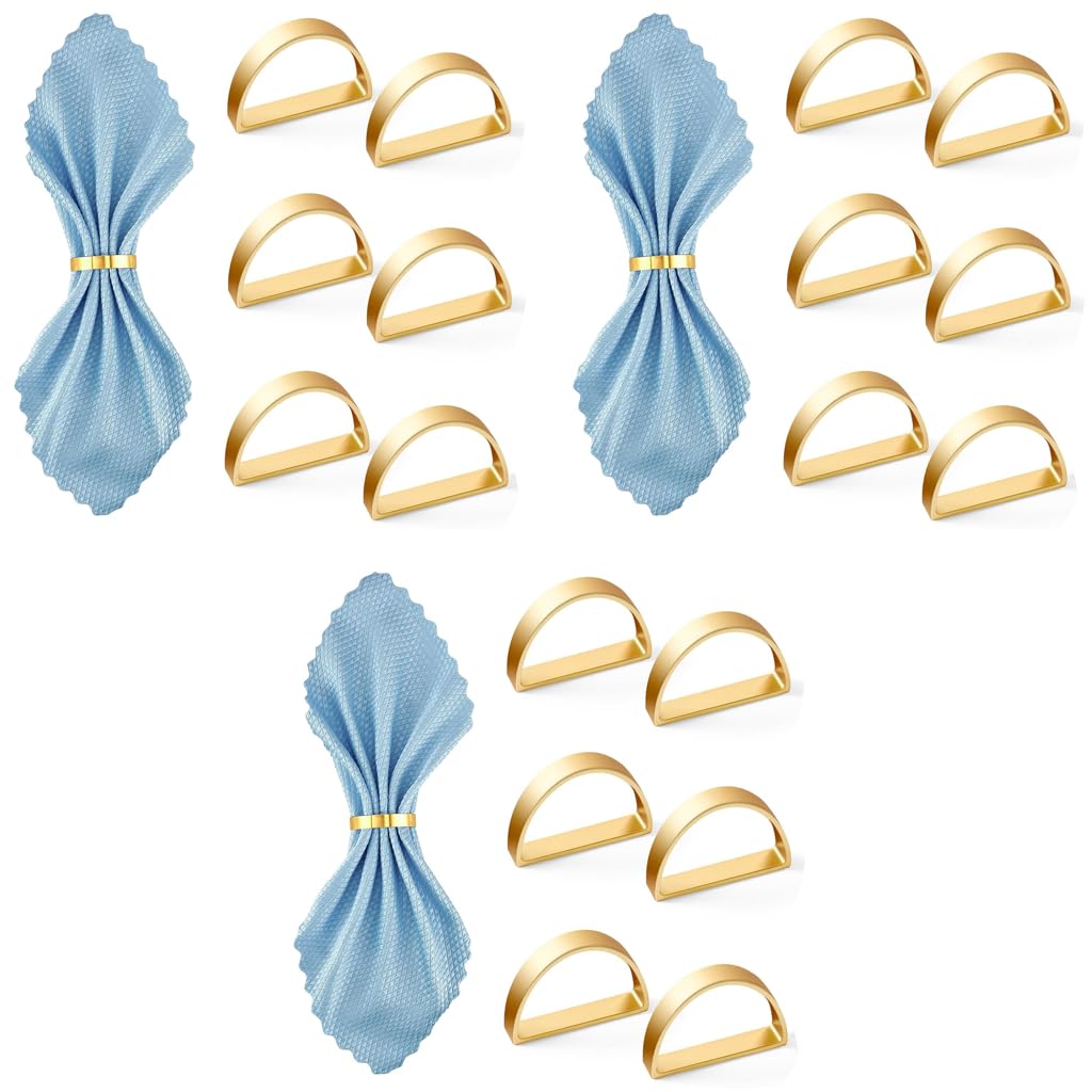 HASTHIP Napkin Rings for Wedding and Banquet with 36PCS Semicircle Design | Golden Stainless Steel Holders