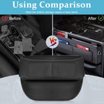 HASTHIP® Organizador de Coche Asiento Frontal de Cuero PU, Accesorio Interior para Consola, Bolsillo Lateral entre Asiento y Consola para Teléfonos, Gafas, Llaves y Tarjetas, Negro