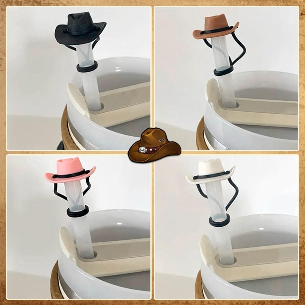 HASTHIP Silicone Cowboy Hat Straw Covers for Stanley Cup 30 40 oz featuring Cute Cap Design