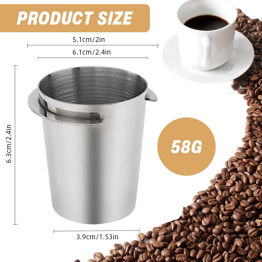 HASTHIP® 51mm Coffee Dosing Cup Stainless Steel Portafilter Cup No Spill Wide Mouth Coffee Powder Compatible with Espresso Machine Precision Barista Tool 120ml Capacity