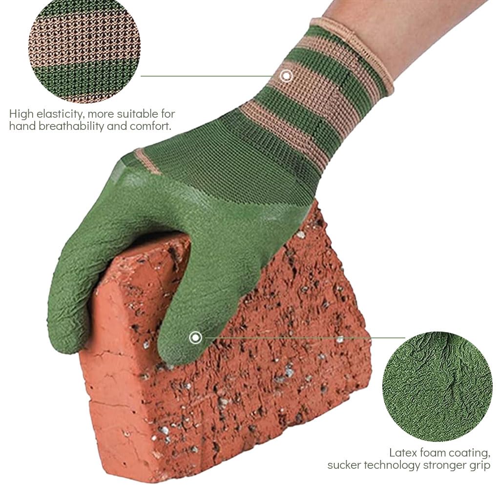HASTHIP Gardening Gloves for Men and Women with Anti Slip Rubber Coating | 3 Pairs Waterproof and Safe Hand Protection