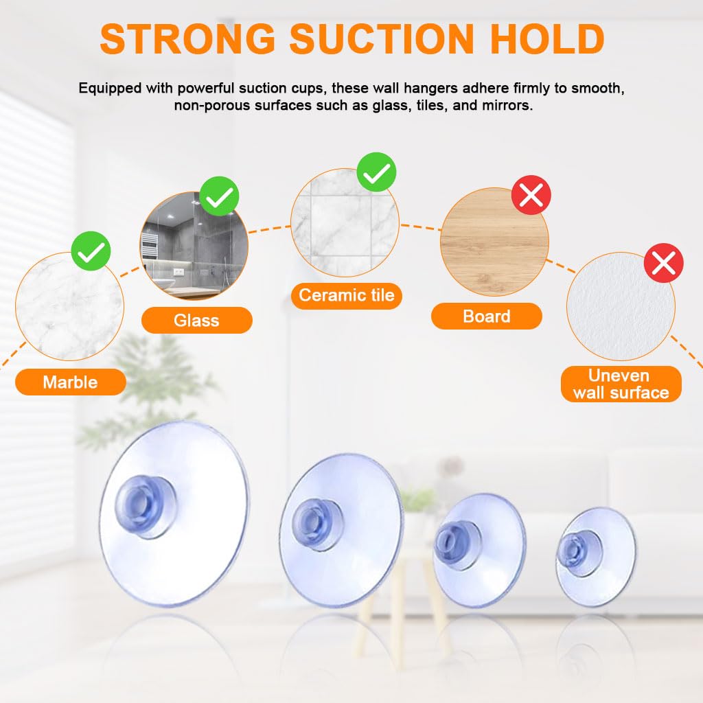HASTHIP Suction Cup Hooks for Kitchen and Bathroom featuring Strong Hold Clear PVC | 40pcs in 4 Sizes