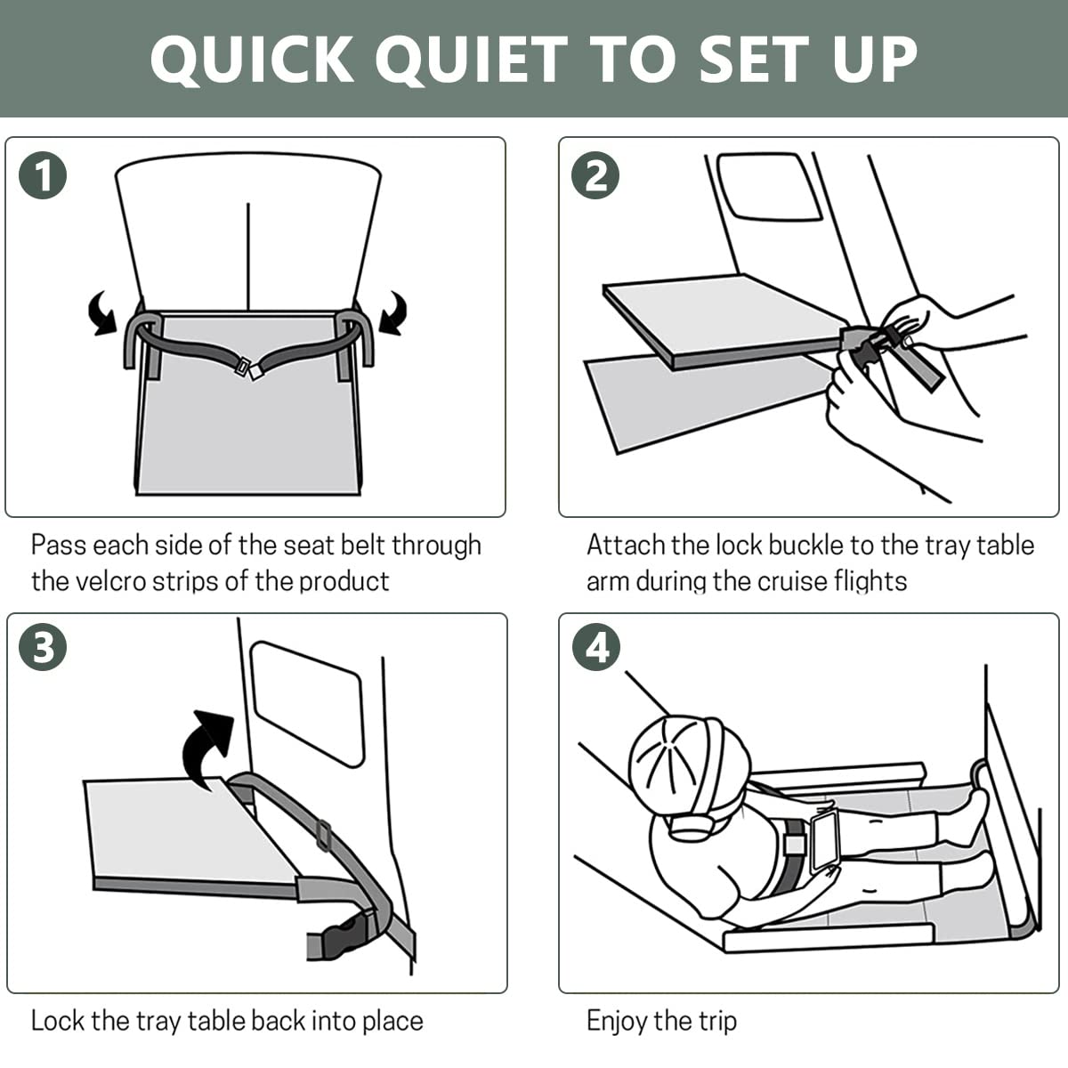 HASTHIP Airplane Footrest for Kids with Adjustable Straps 79x44cm Grey | Toddler Travel Bed