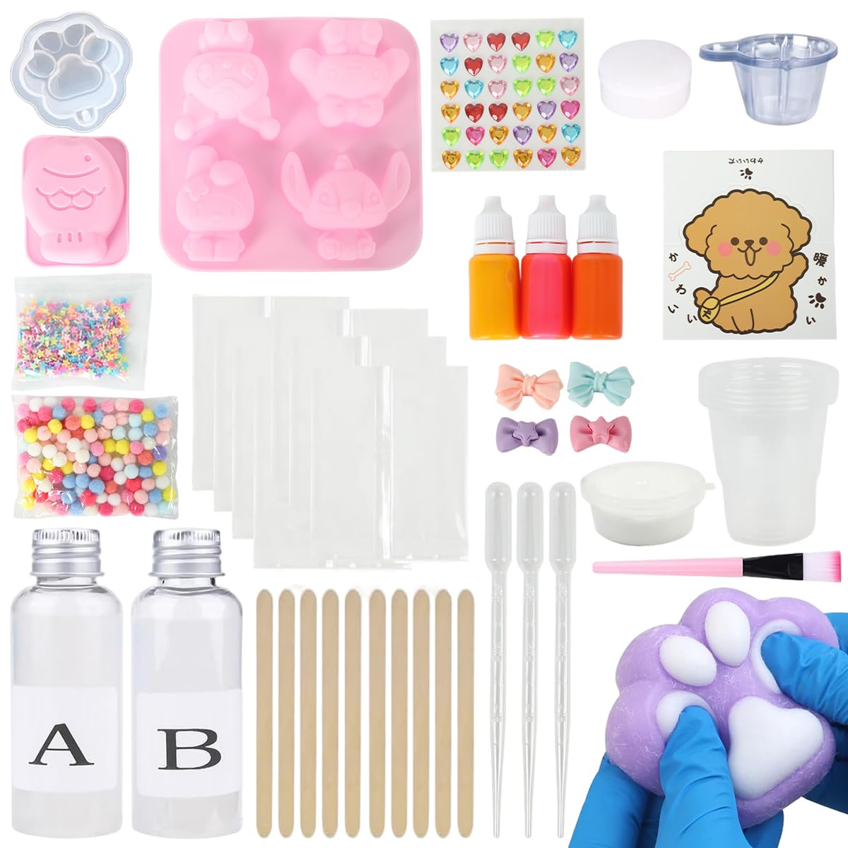 HASTHIP DIY Squishy Making Kit with 6 Silicone Molds for Kids and Adults | Fun Gift Activity