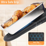 HASTHIP Oven Gloves for Cooking with Anti Slip Palm and Thicken Cotton Padding Black