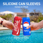 HASTHIP Beverage Can Sleeves 9PCS for 500ml Drinks with Zip Top Elastic Silicone Grip | Reusable