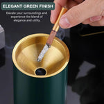 HASTHIP Car Ashtray with Windproof Funnel Lid for Home Office and Car | 3 PCS 3.9 in Stainless Steel Green Design
